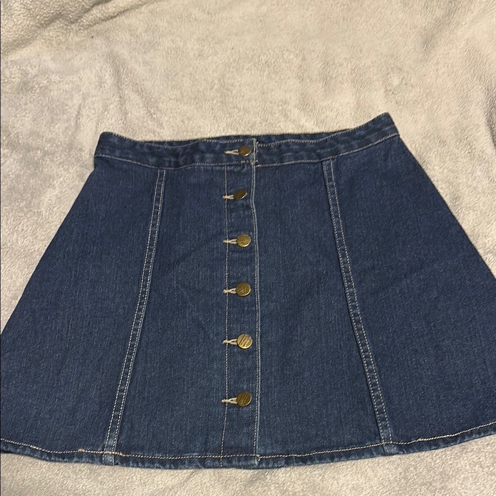 Denim Button-Front Skirt size large